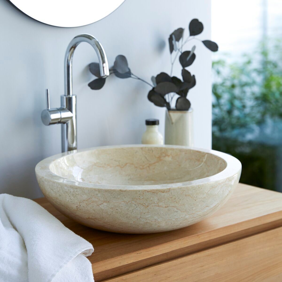 Tikamoon Waschbecken Waschbecken aus Marmor cream