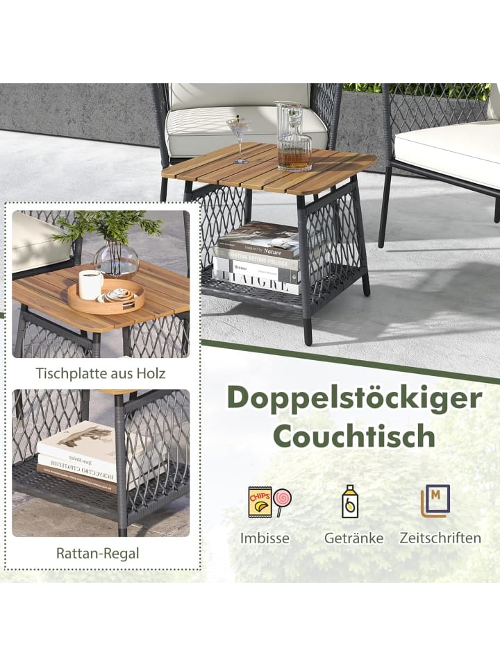 COSTWAY 3 tlg. Gartenmöbel Set in Weiß günstig kaufen onesize