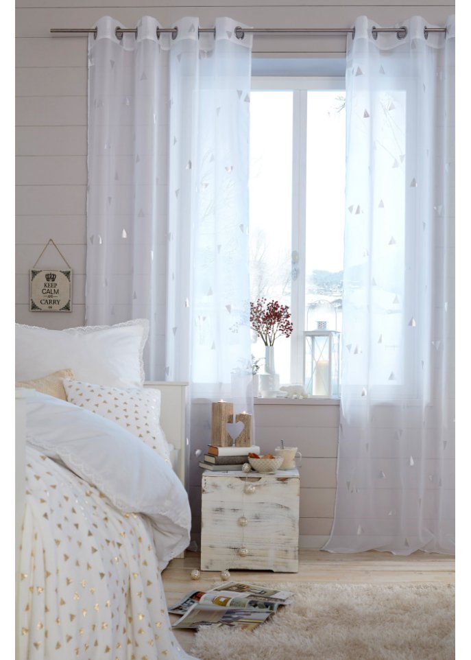 Gardine mit Glanzdruck (1er Pack)