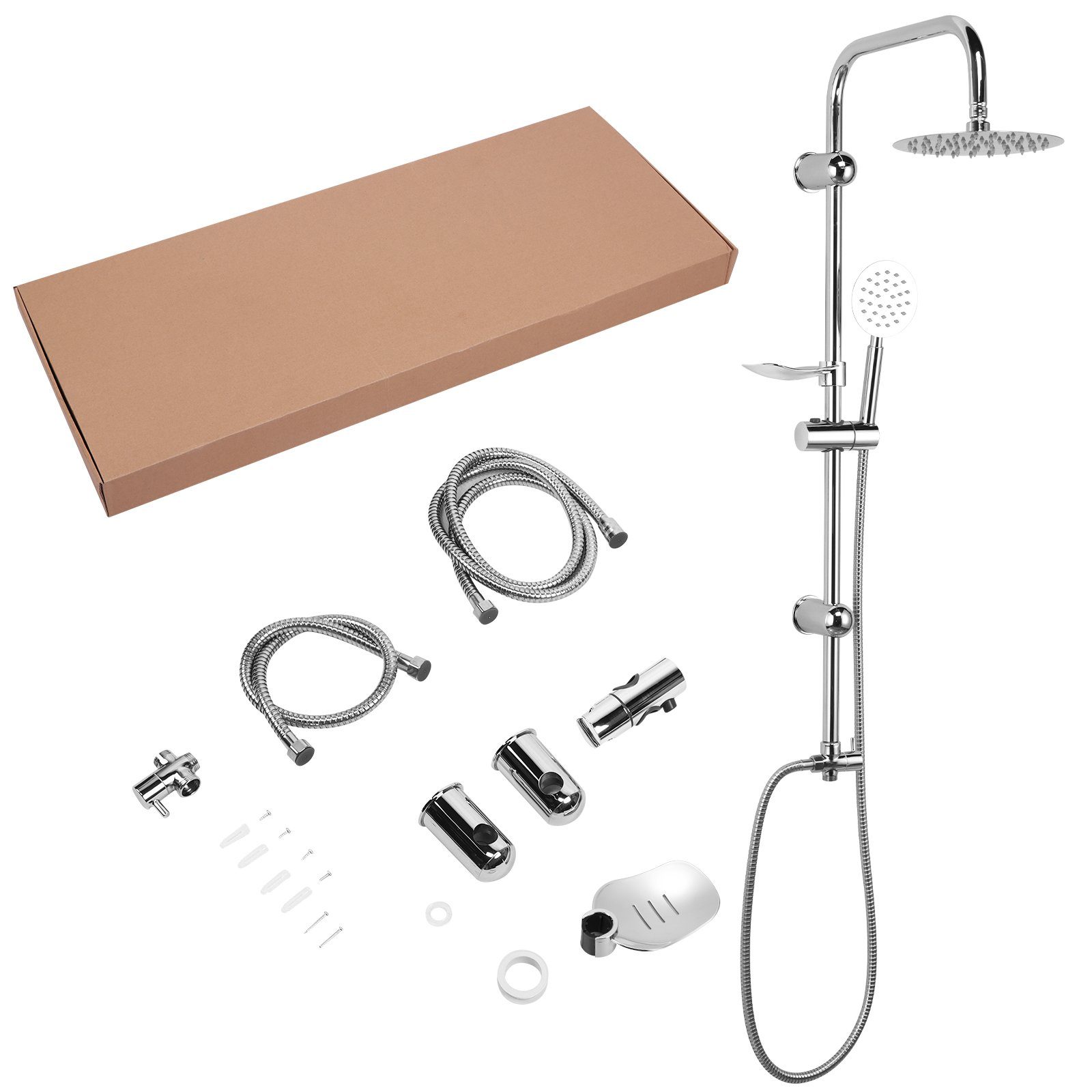 BlingBin Duschsystem Regendusche set Handbrause Duschset Badezimmer Duscharmatur, Höhe 96 cm, 2 Strahlart(en), Komplett-Set, 1 tlg., Einfache Montage, Mit Seifenablage