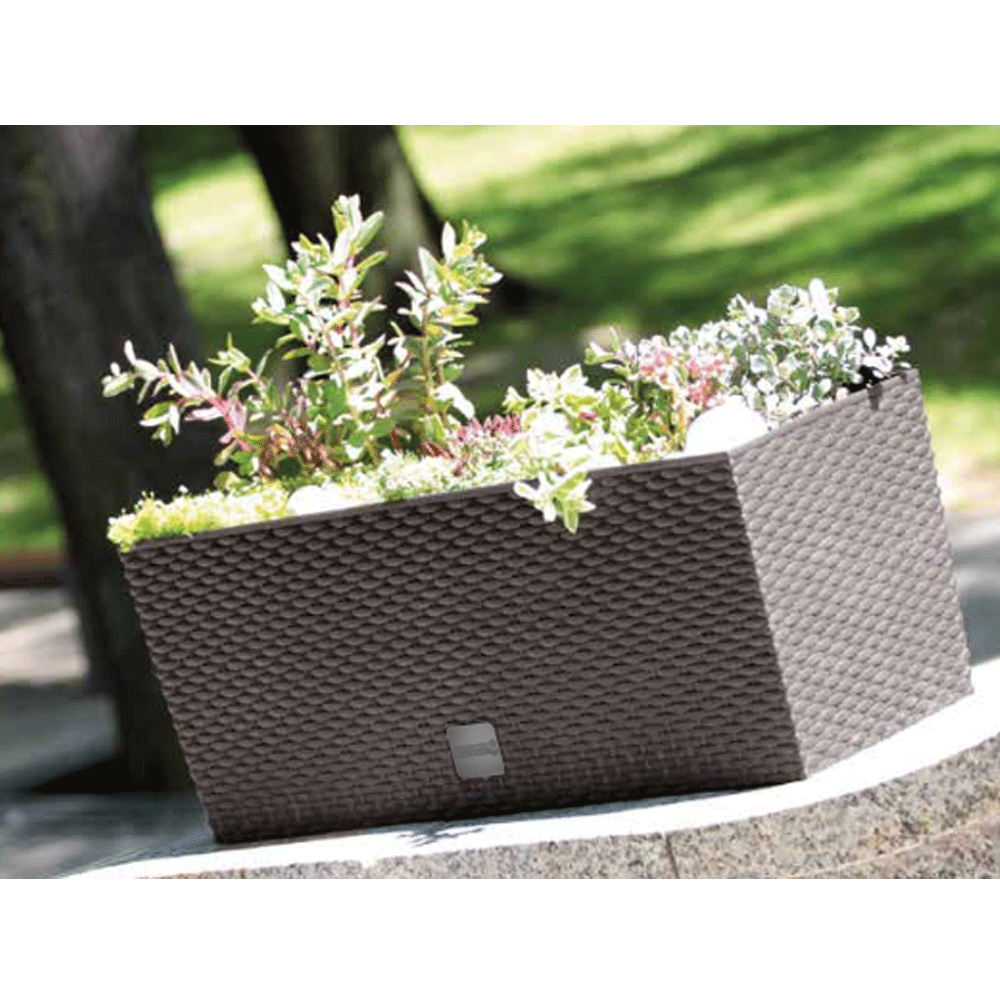 Powertec Garden Design-Pflanzkasten 2in1 in Rattanoptik, ca. 30L - Dunkelbraun