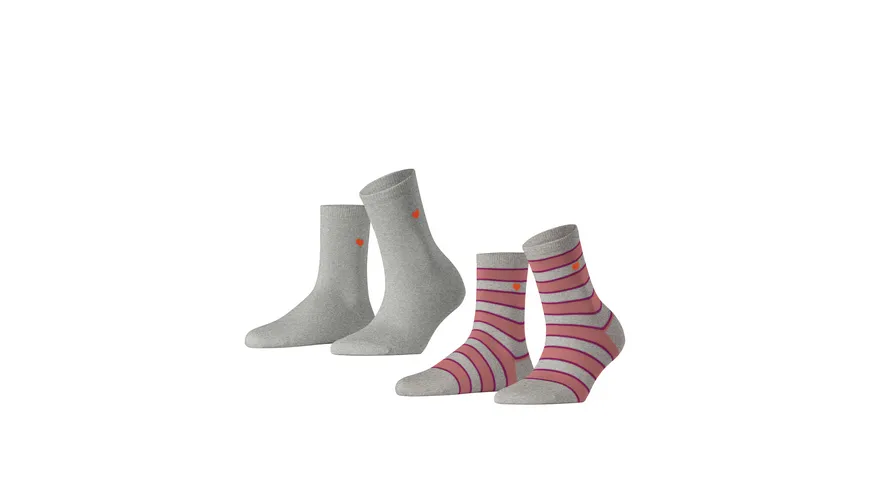 ESPRIT Damen Socken Block Stripe 2er Pack grau