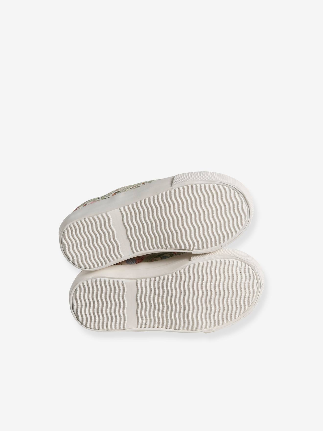 Vertbaudet Baby Stoff-Sneakers mit Gummizug - weiß bedruckt