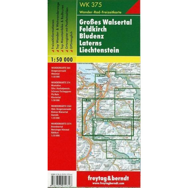 Großes Walsertal - Feldkirch - Bludenz - Laterns - Liechtenstein 1 : 50 000. WK 375 - Wanderkarte