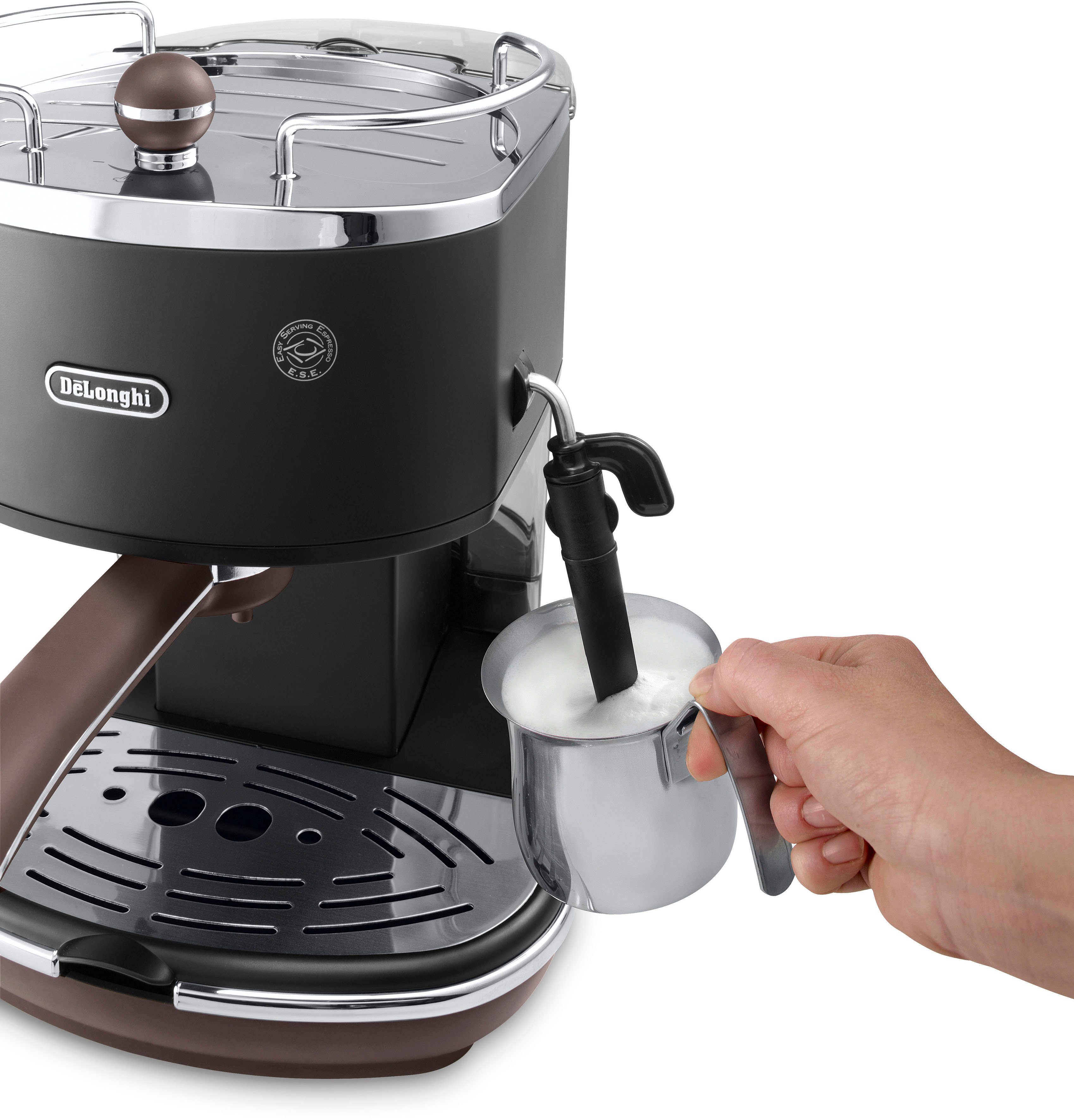 De'Longhi Siebträgermaschine Icona Vintage ECOV 311.BK, auch für Kaffeepads geeignet