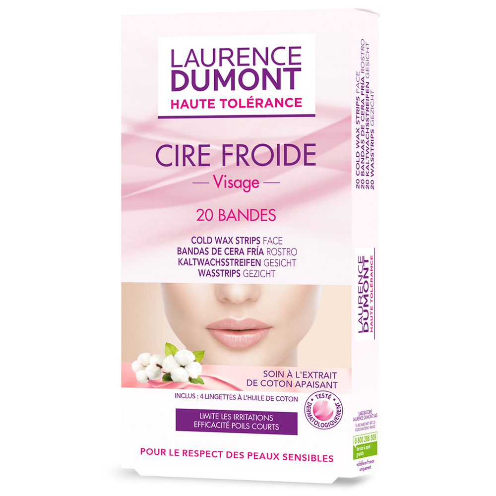 Laurence Dumont 20 Bandes de Cire Froide - Idéal pour les peaux sensibles Visage