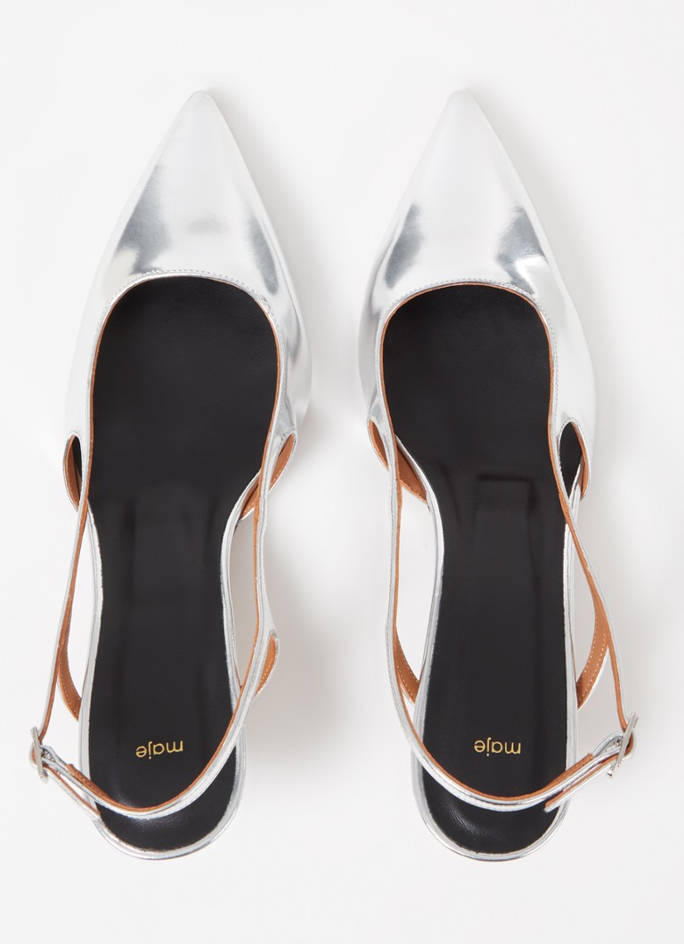 Majee-nahkainen slingback-laukku metallinhohtoisella viimeistelyllä