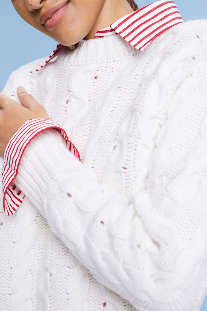 Zopfstrickpullover, Wolle-Kaschmir-Mix
