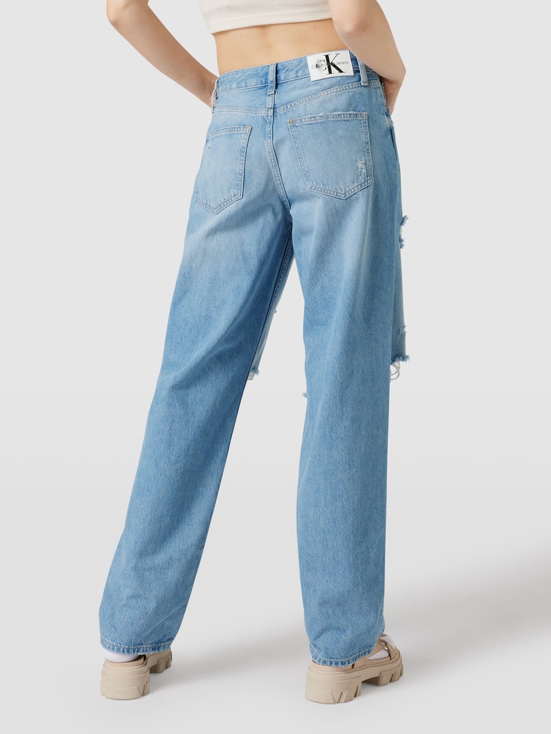 Jeans mit Label-Patch aus Leder in jeans