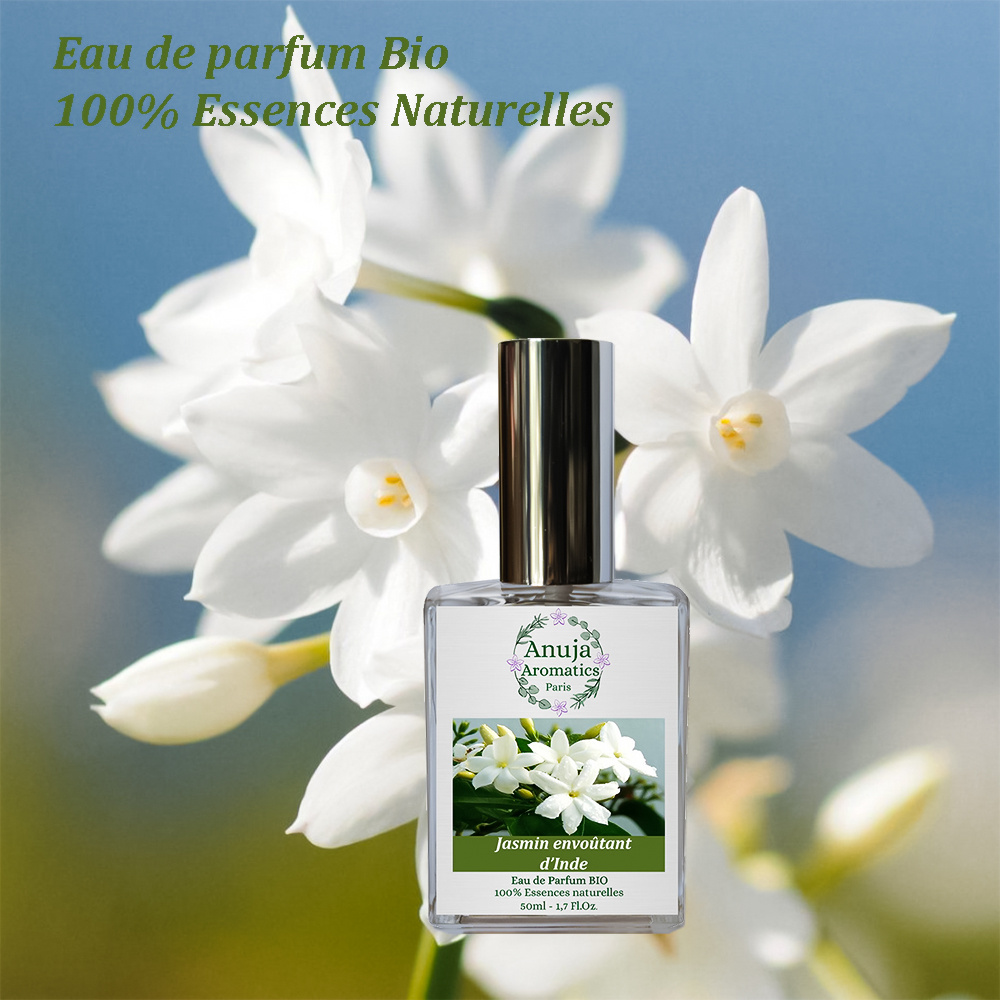 anuja aromatics Jasmin Envoûtant d'Inde Eau de Parfum Bio aux Essences 100 % Naturelles