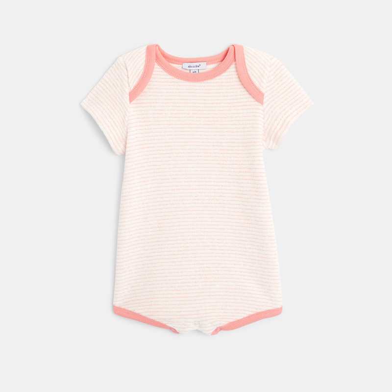 Combishort en coton éponge bébé rose Absorba