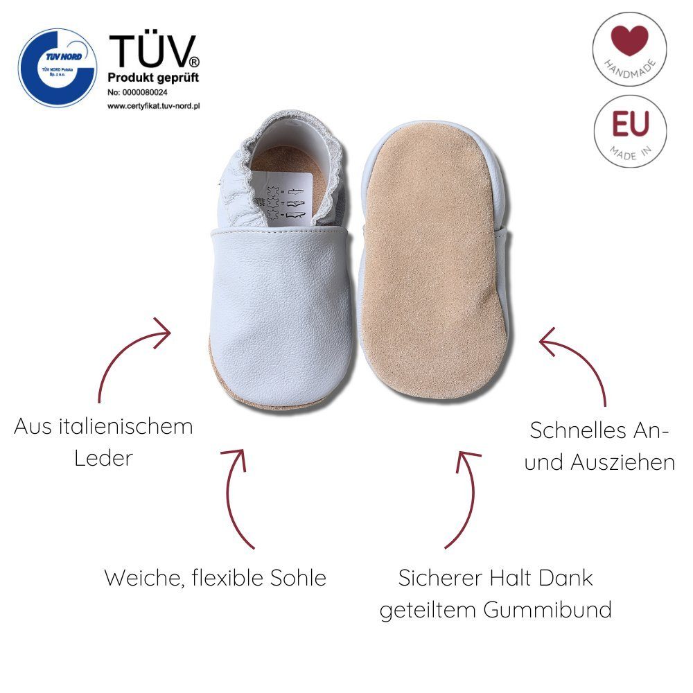 HOBEA-Germany Krabbelschuhe Lederpuschen Patschen Krabbelschuh handgefertigt in der EU, Rutschfest und flexibel