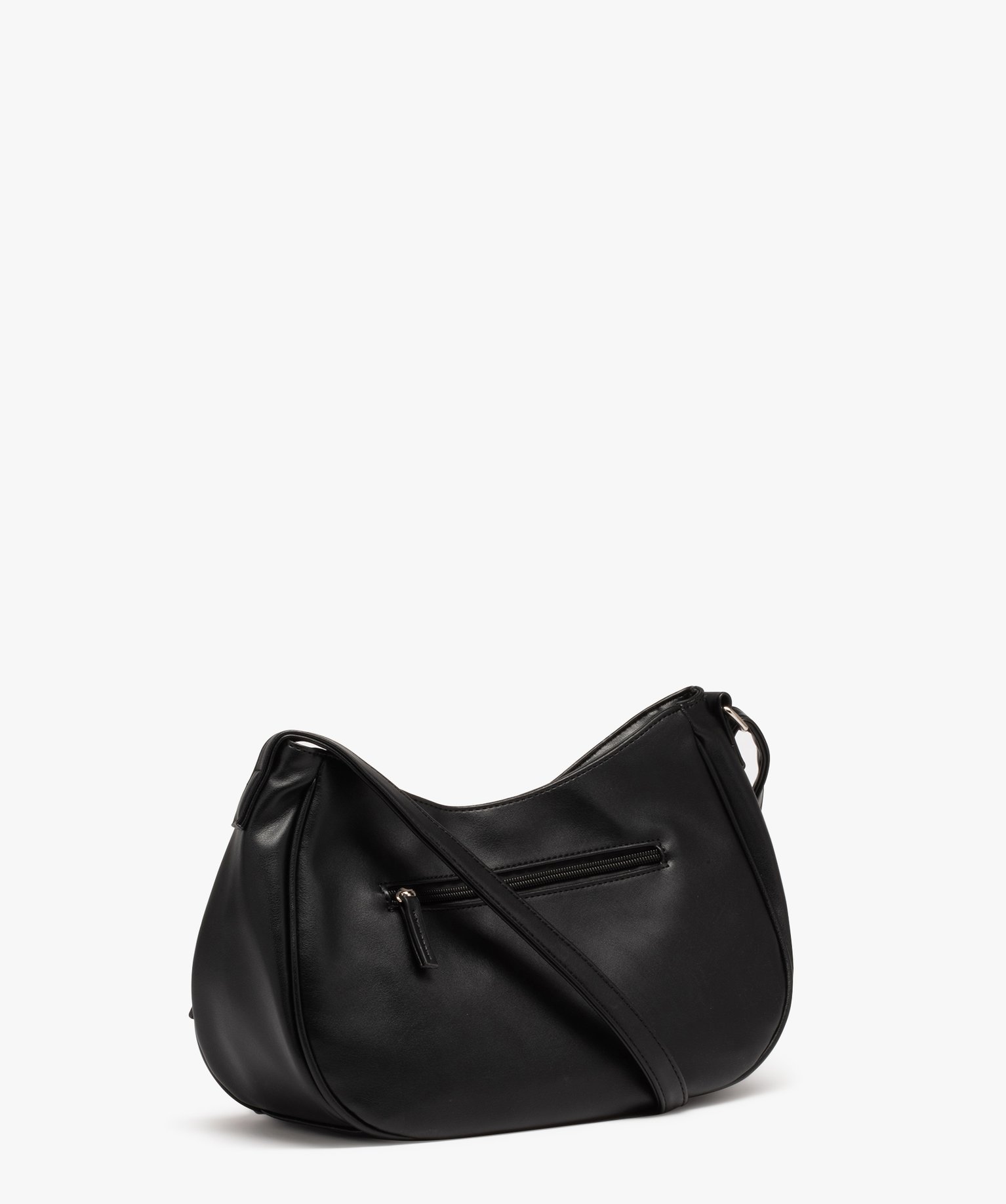Sac besace demi-lune souple à clous femme noir | GEMO