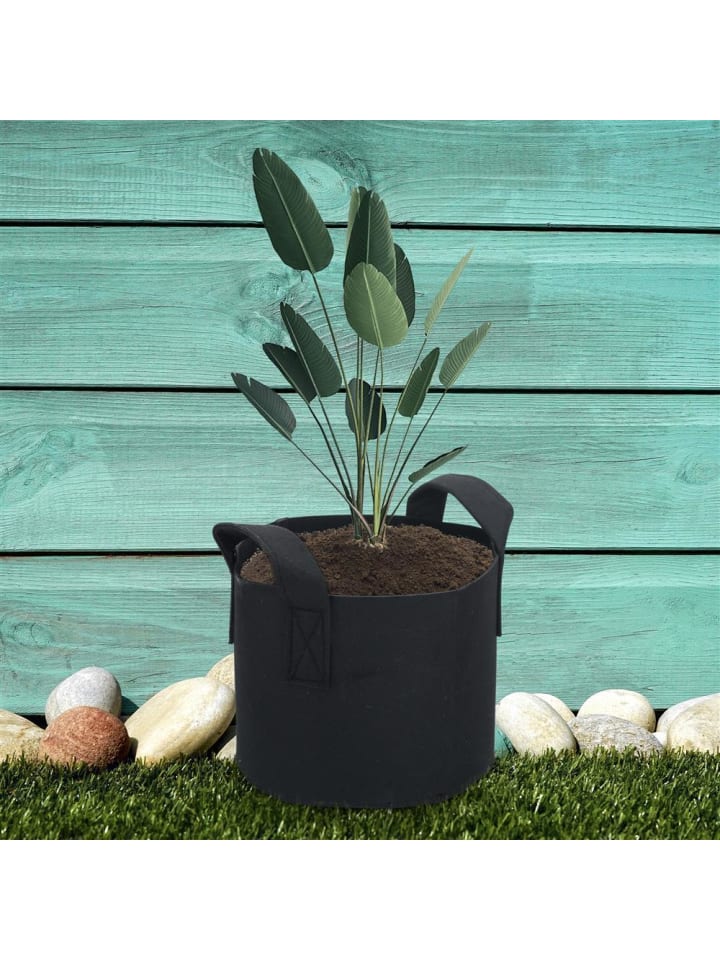 Intirilife Vlies Pflanzsack - Pflanzen Übertopf in 10x Schwarz - 26L - 35x30cm günstig kaufen 10