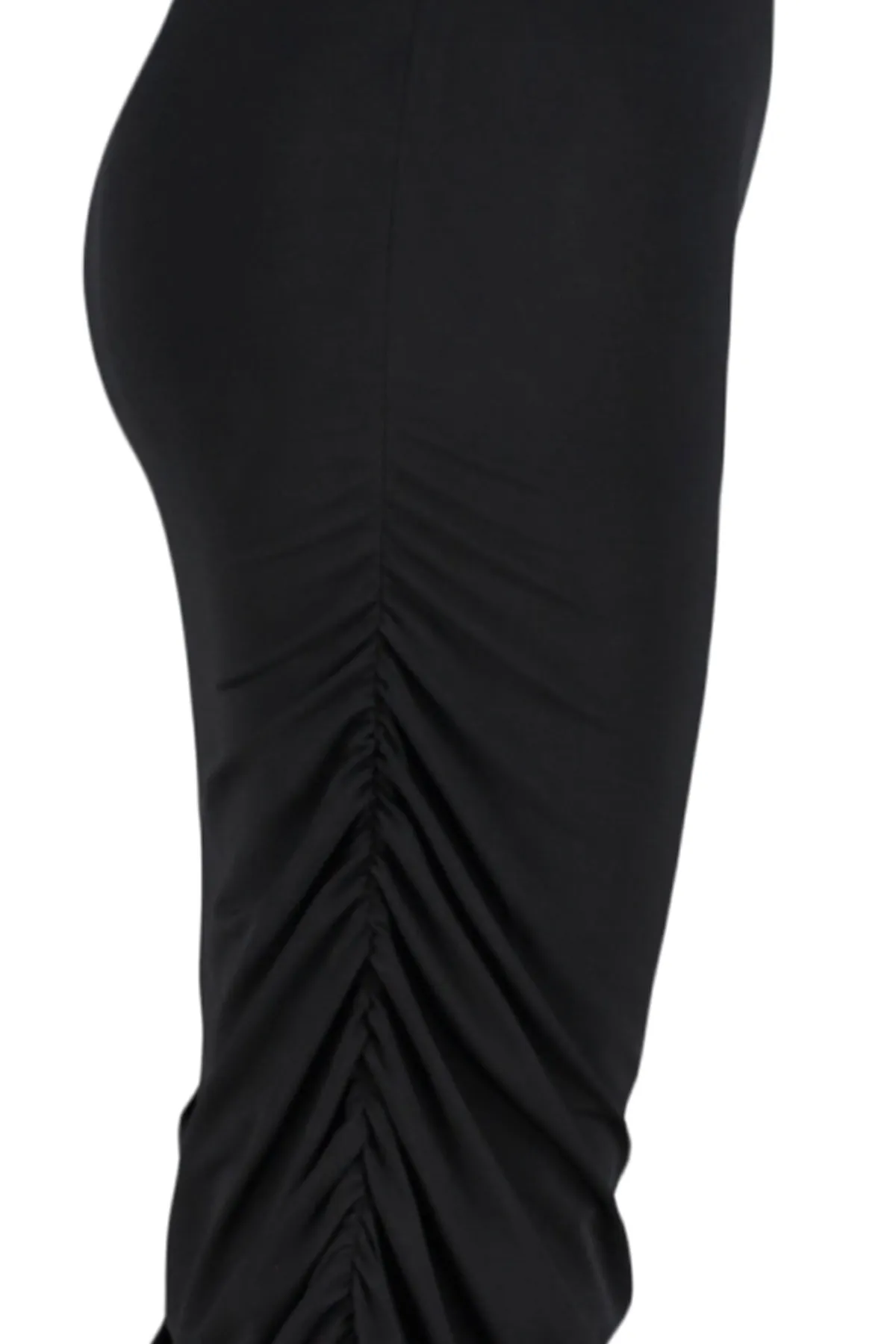 Trendyol Collection  Schwarzes, tailliertes, einschultriges Mini-Bleistiftkleid aus flexiblem Strick mit Raffung TWOSS23EL00402