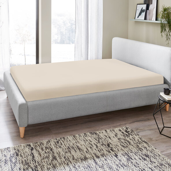 Spannbetttuch Flannel, 90-100 x 200 cm, beige