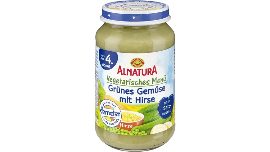 Alnatura Bio Grünes Gemüse mit Hirse Babygläschen 190 g