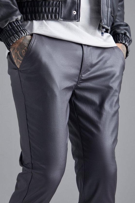 Beschichtete Skinny Twill-Hose