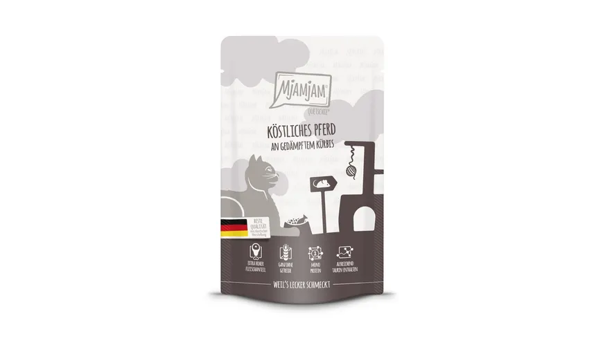 MjAMjAM Katzennassfutter Quetschie köstliches Pferd an gedämpftem Kürbis 125 g