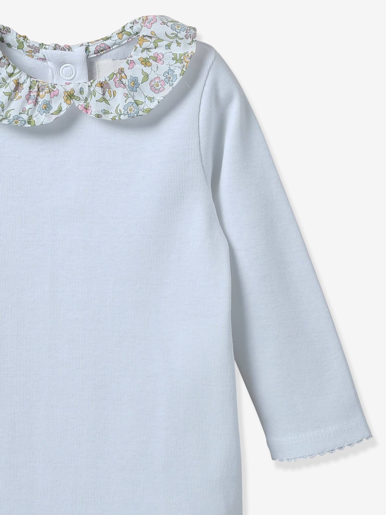Cyrillus Baby Body mit Liberty-Kragen CYRILLUS, Bio-Baumwolle - weiß bedruckt