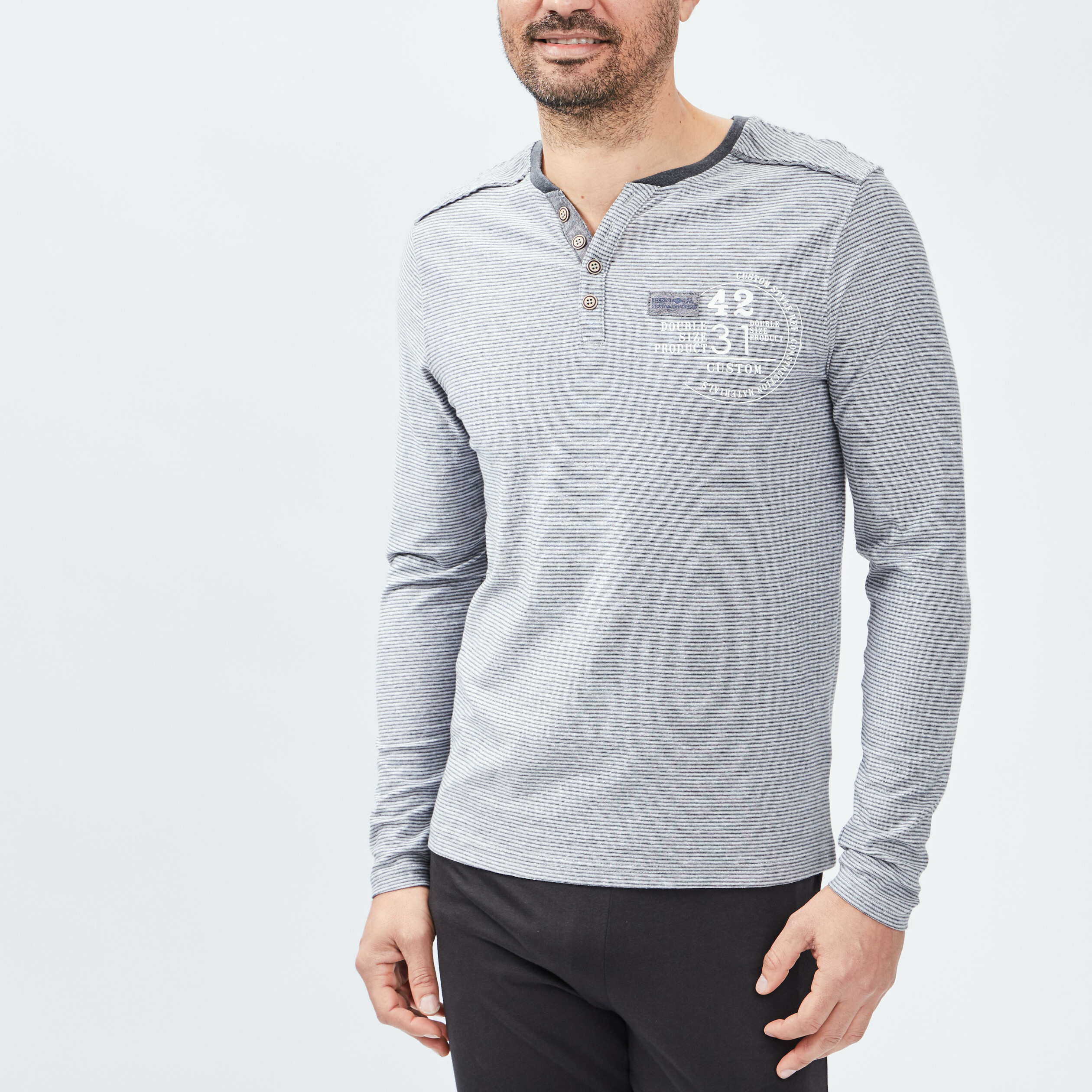 Ensemble pyjama 2 pièces gris foncé homme | La Halle