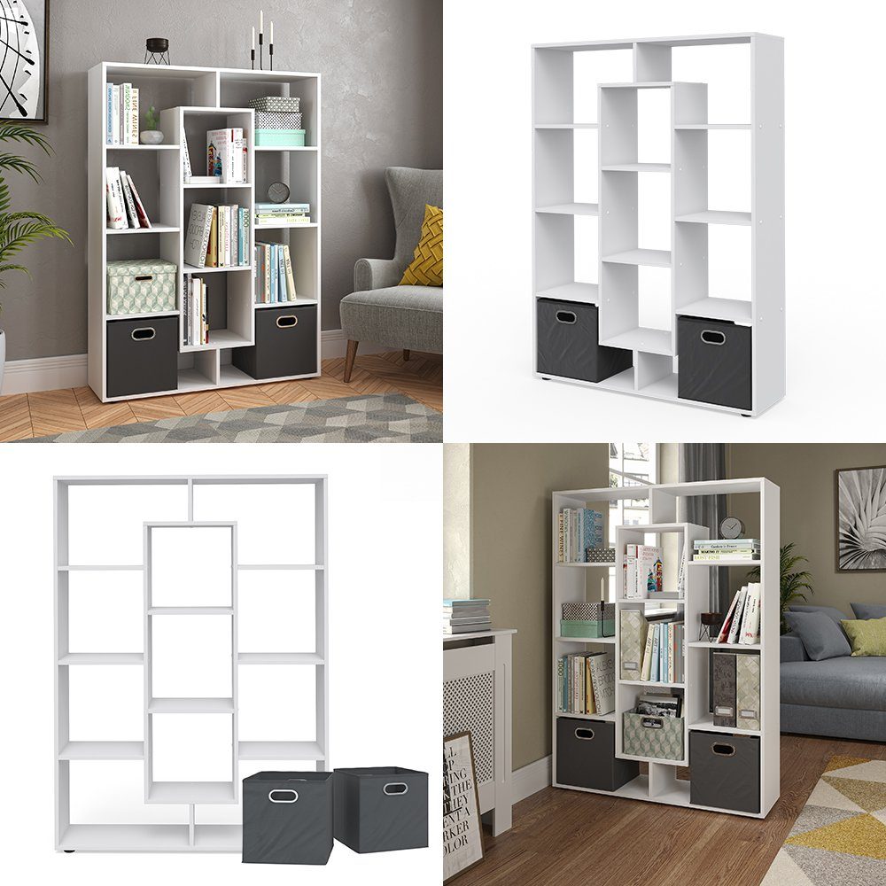 Vicco Raumteiler Bücherregal Standregal Sonoma inkl. Faltboxen