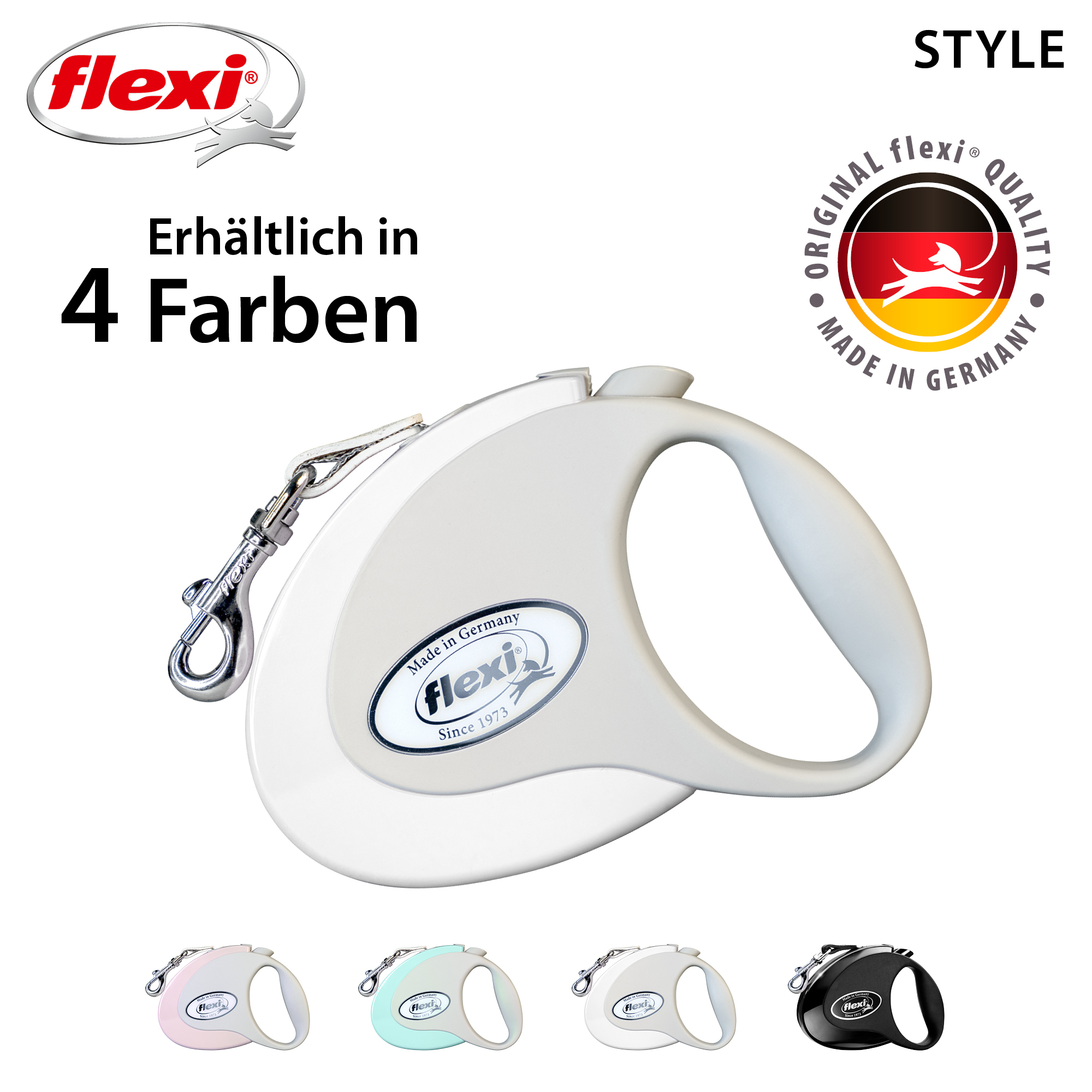 Flexi Hundeleinen Flexi Style Gurt weiß S, 3 m, 12 kg