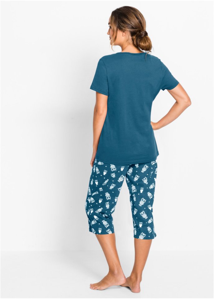 Capri Pyjama mit kurzen Ärmeln