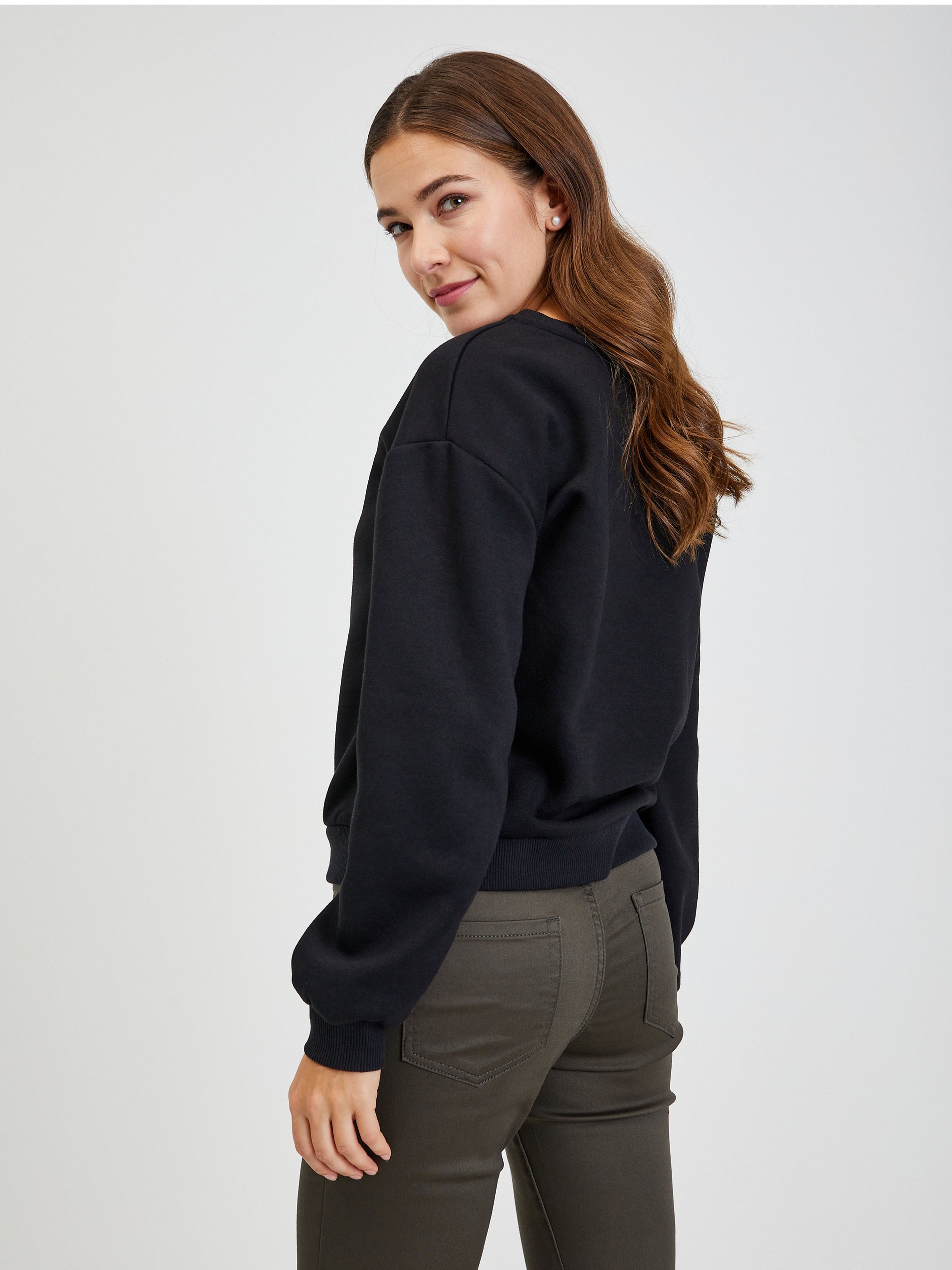 Schwarzes lockeres Damen Sweatshirt ORSAY