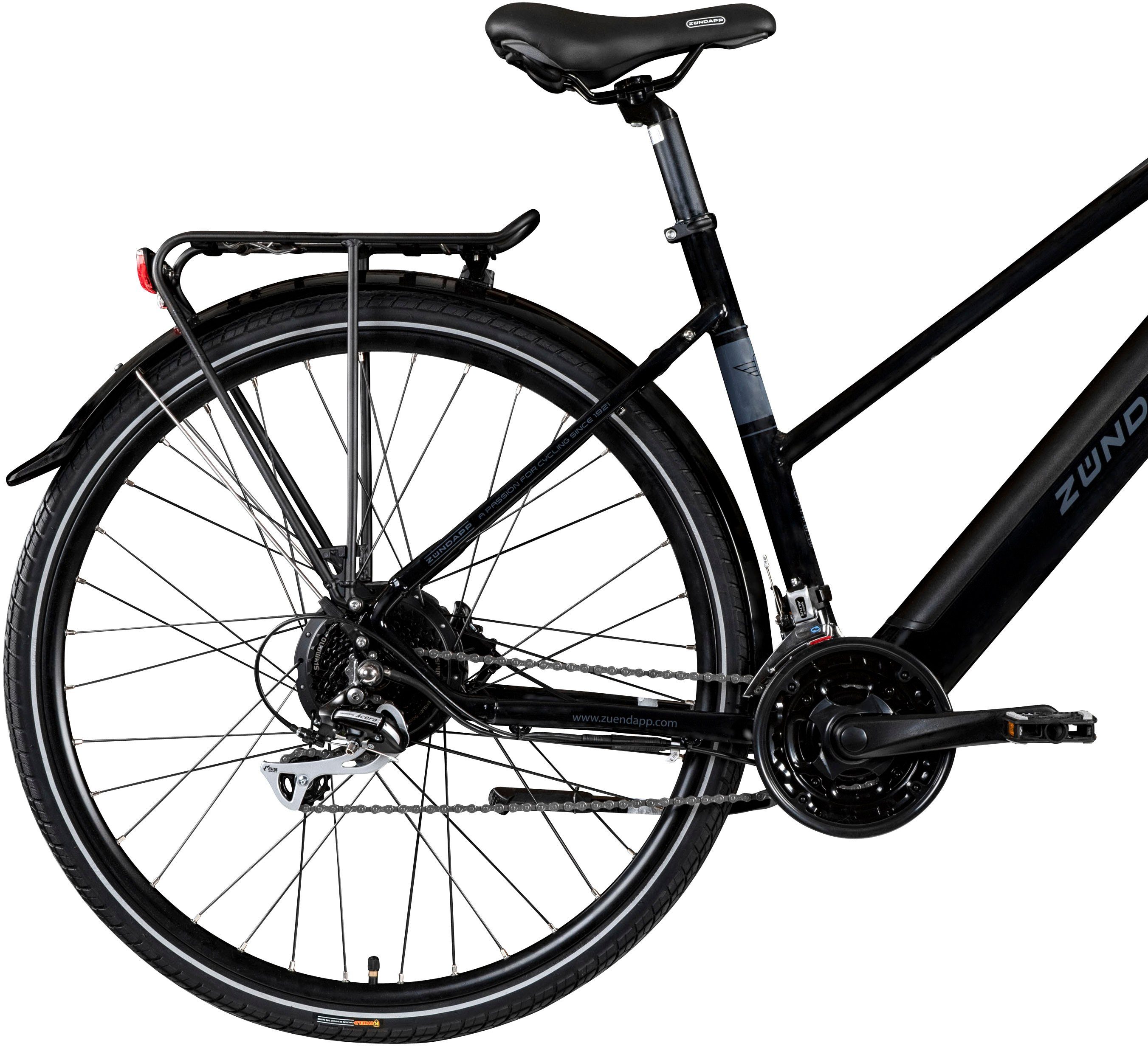 Zündapp E-Bike Z810, 24 Gang Shimano Altus RD-M310 Schaltwerk, Kettenschaltung, Heckmotor, 417,6 Wh Akku