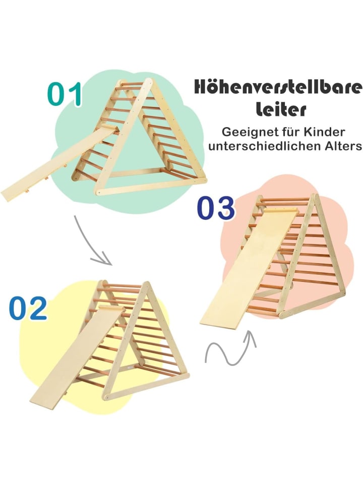COSTWAY 2-in-1 Kletterdreieck in Hellbraun günstig kaufen 70x120 cm
