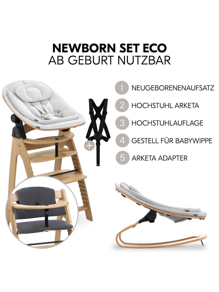 Hauck Arketa Oak 4-tlg. Newborn Set Eco - Hochstuhl in braun,grau günstig kaufen onesize