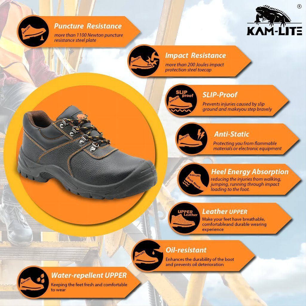 KAM-LITE Arbeitsschuhe Herren Damen Sicherheitsschuhe S3 SRC Stahlkappe Arbeitsschuh