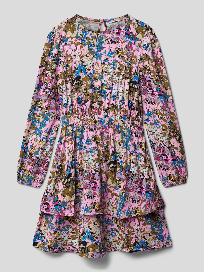Knielanges Kleid mit Allover-Muster Modell 'NINA' in flieder