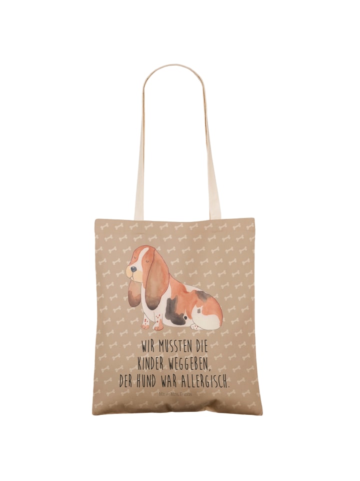 Mr. & Mrs. Panda Einkaufstasche Hund Basset Hound mit Spruch in Hundeglück günstig kaufen onesize