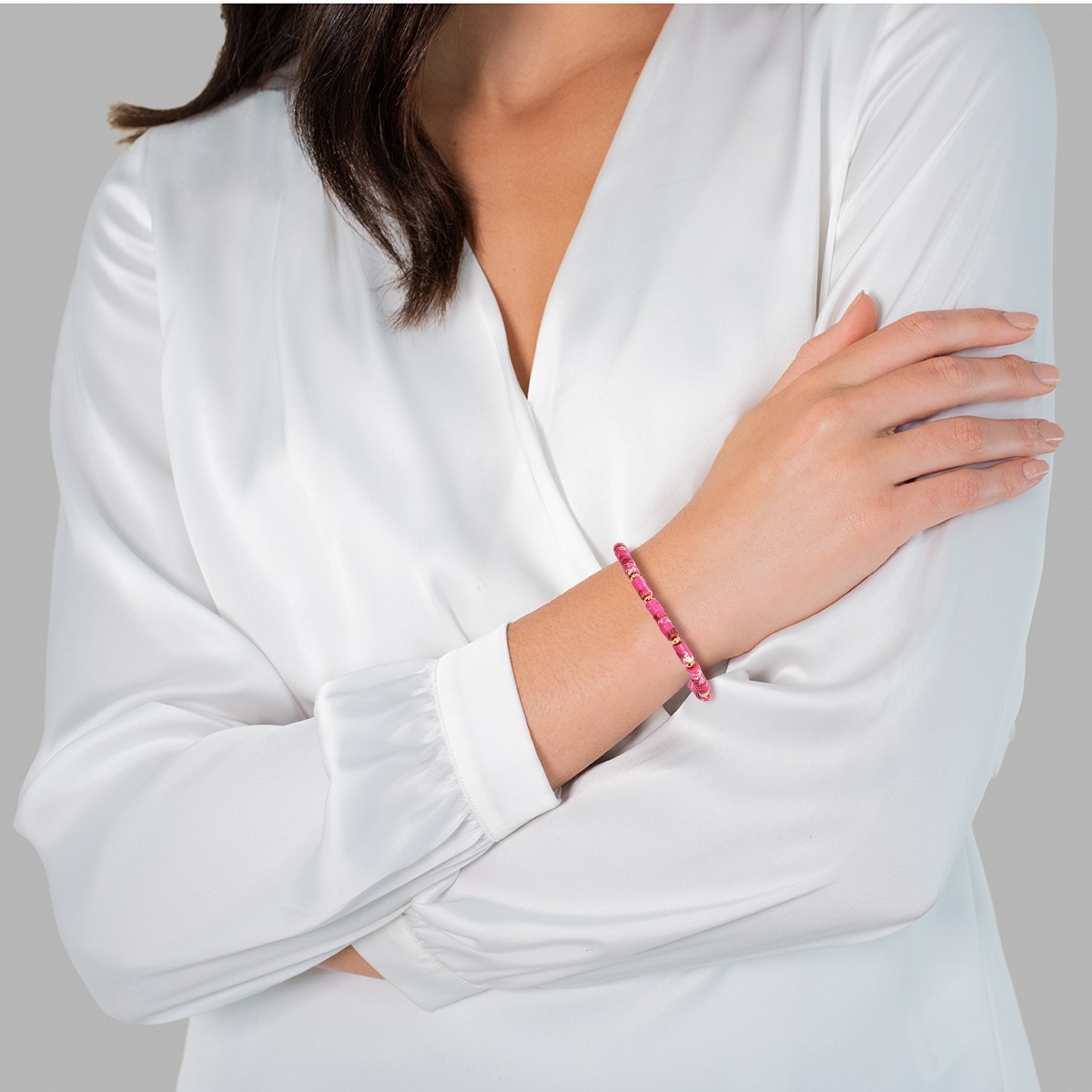 Armband Metall-Legierung Naturstein in Gelbgold