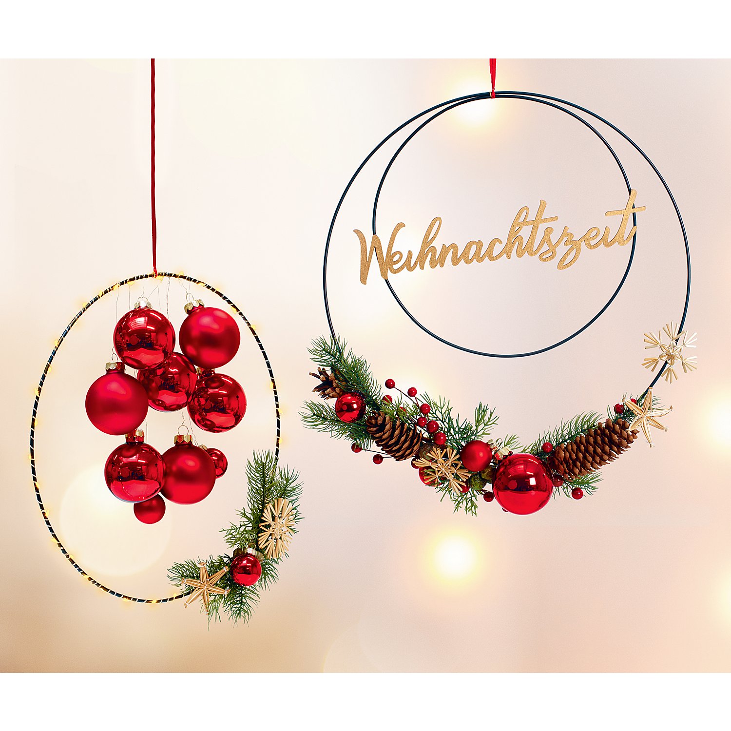 Weihnachtskugeln aus Glas, rot, 6 cm Ø, 12 Stück