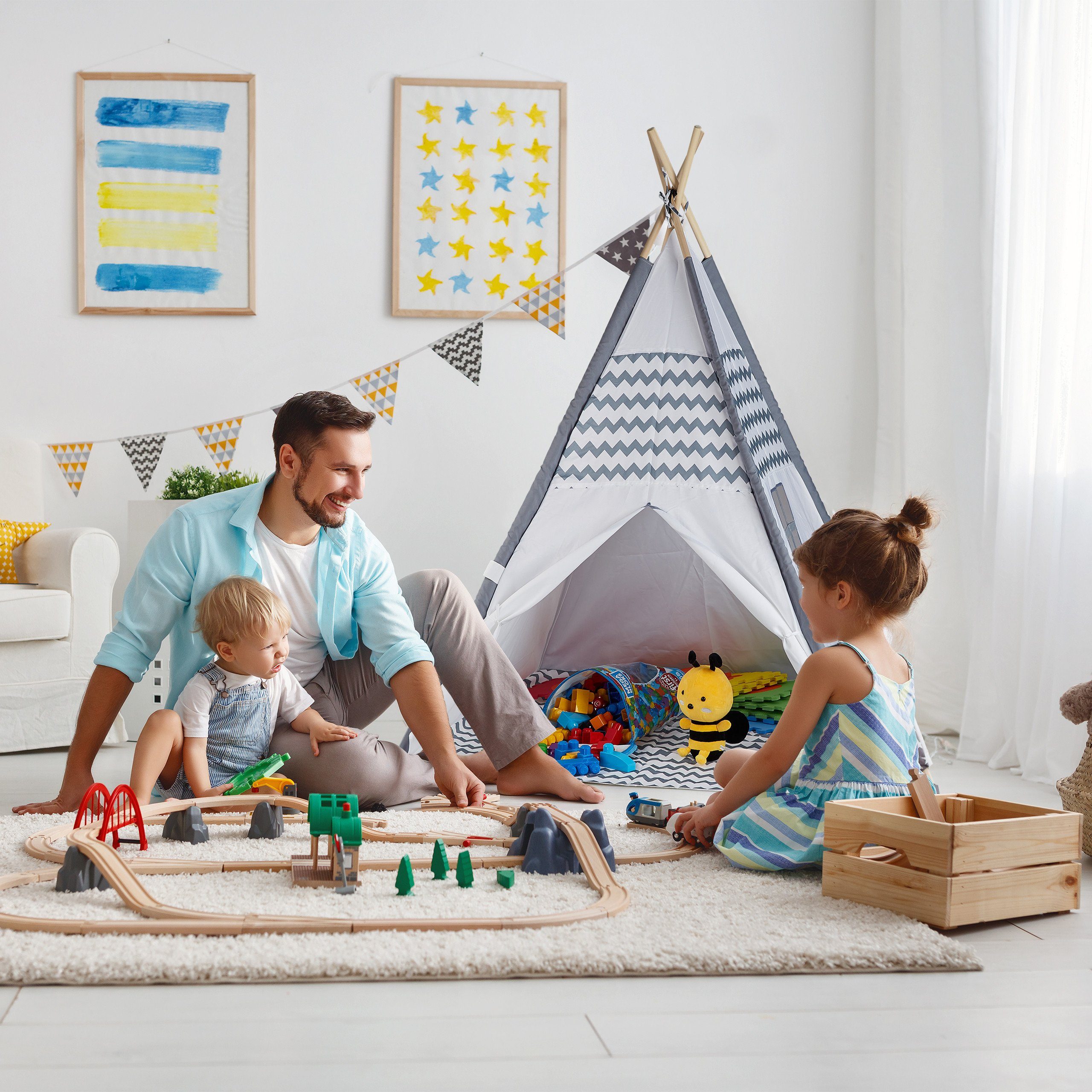 relaxdays Tipi-Zelt Tipi Zelt für Kinder