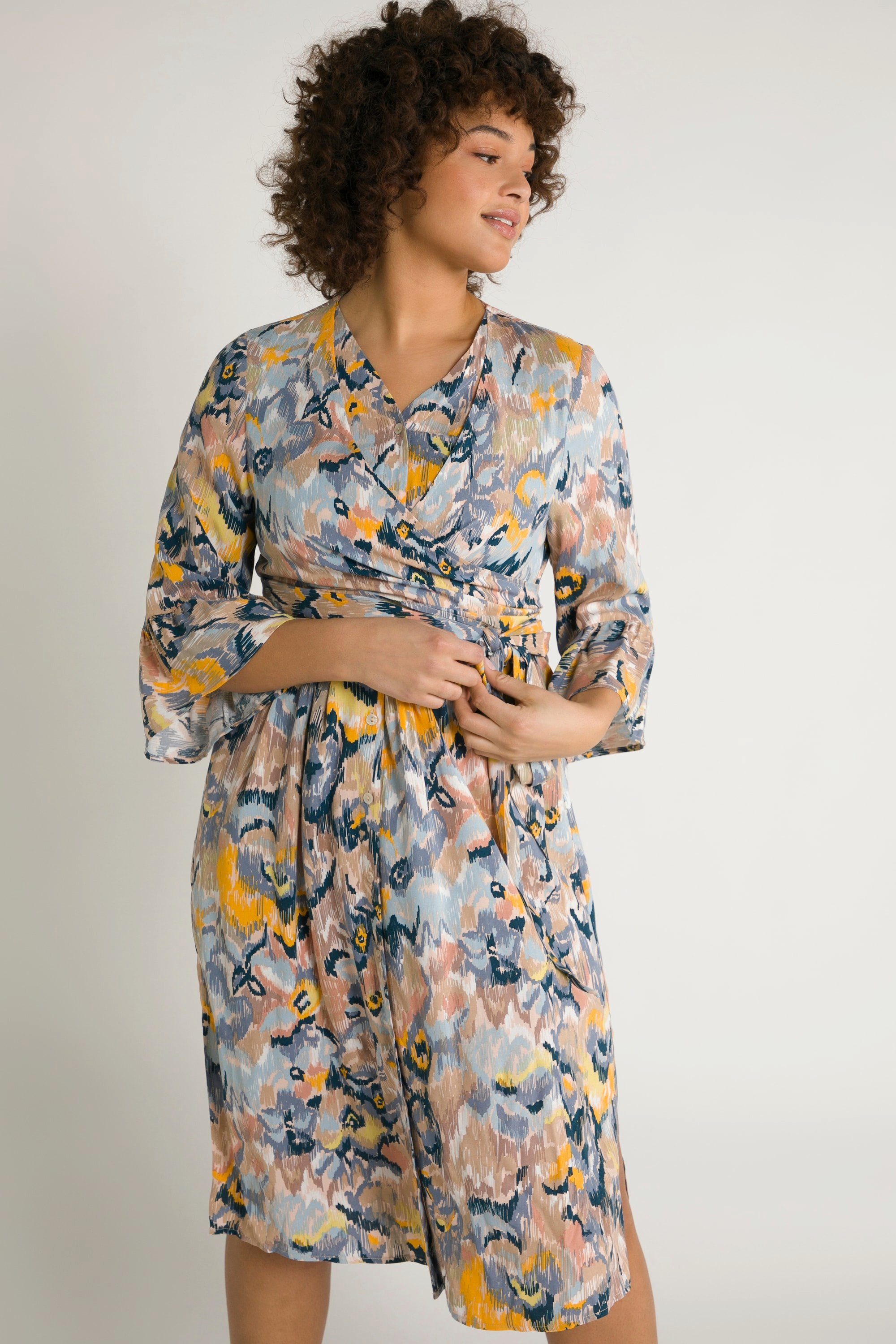 Ulla Popken Umstandsbluse Bellieva-Bluse Stillfunktion Wickeloptik Langarm