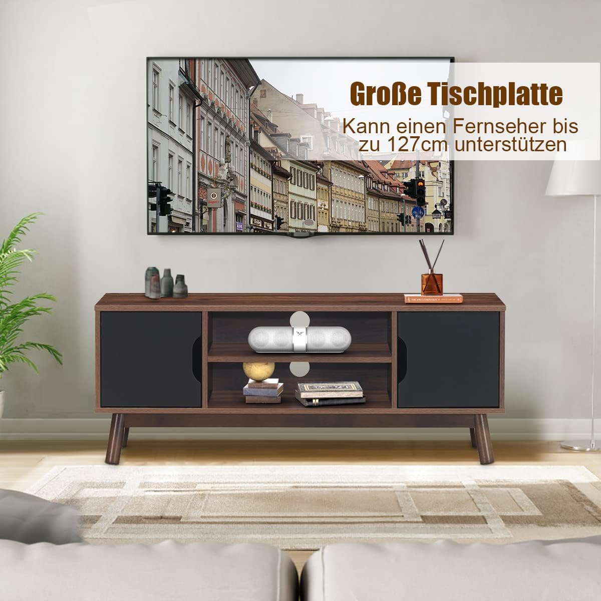 Costway COSTWAY TV-Lowboard Fernsehschrank Holz