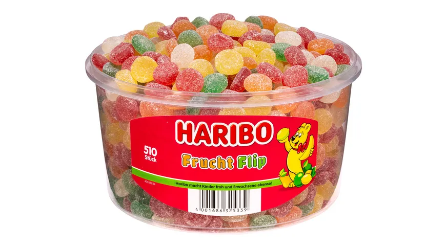 Haribo Fruchtgummi Frucht Flip Runddose 1275 g