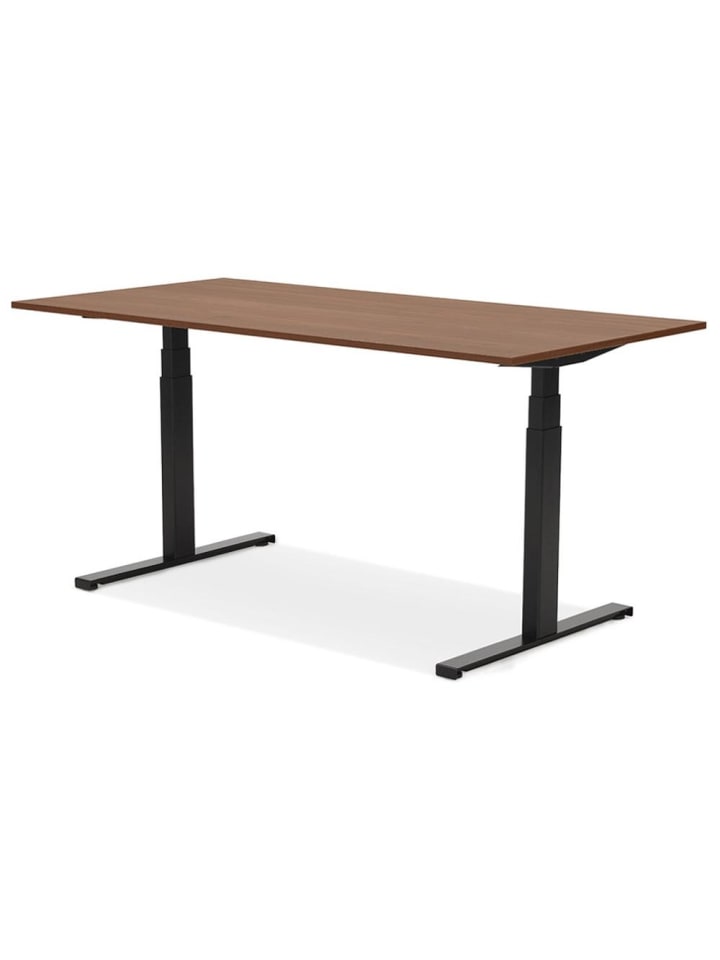 KADIMA DESIGN Schreibtisch 140x70 cm elektrisch höhenverstellbar in Braun-Schwarz günstig kaufen