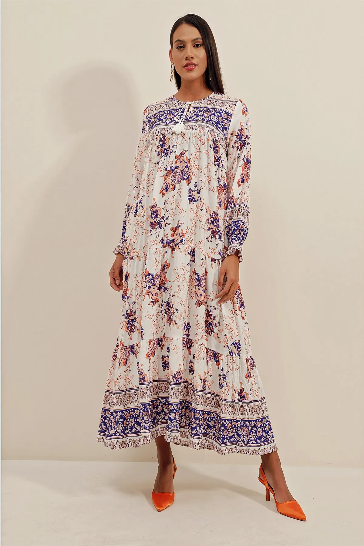 Bigdart  1947 Gemustertes langes Kleid – Y. Lila