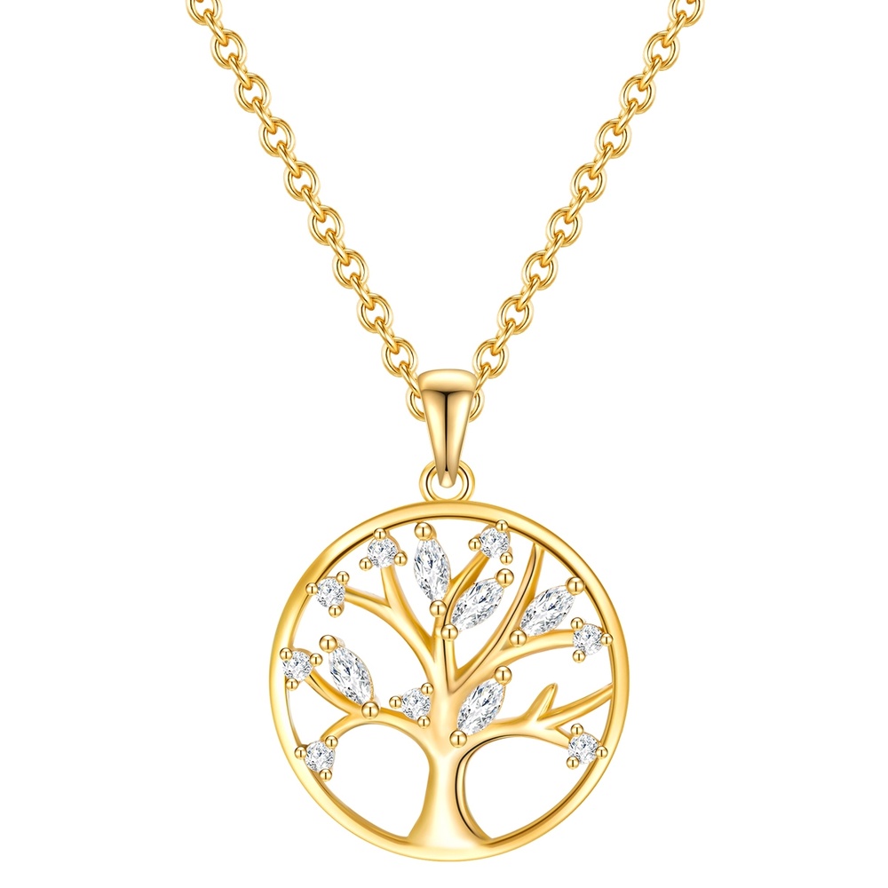 Rafaela Donata Chaîne Arbre de vie Argent sterling Oxyde de zirconium (CZ) en Or jaune collier