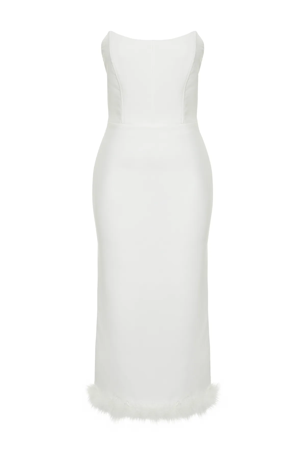 Trendyol Collection  Weiß gefüttertes Brautkorsett, detailliertes, durchbrochenes Hochzeits-/Hochzeits-Stilvolles Abendkleid TPRAW24EL00182