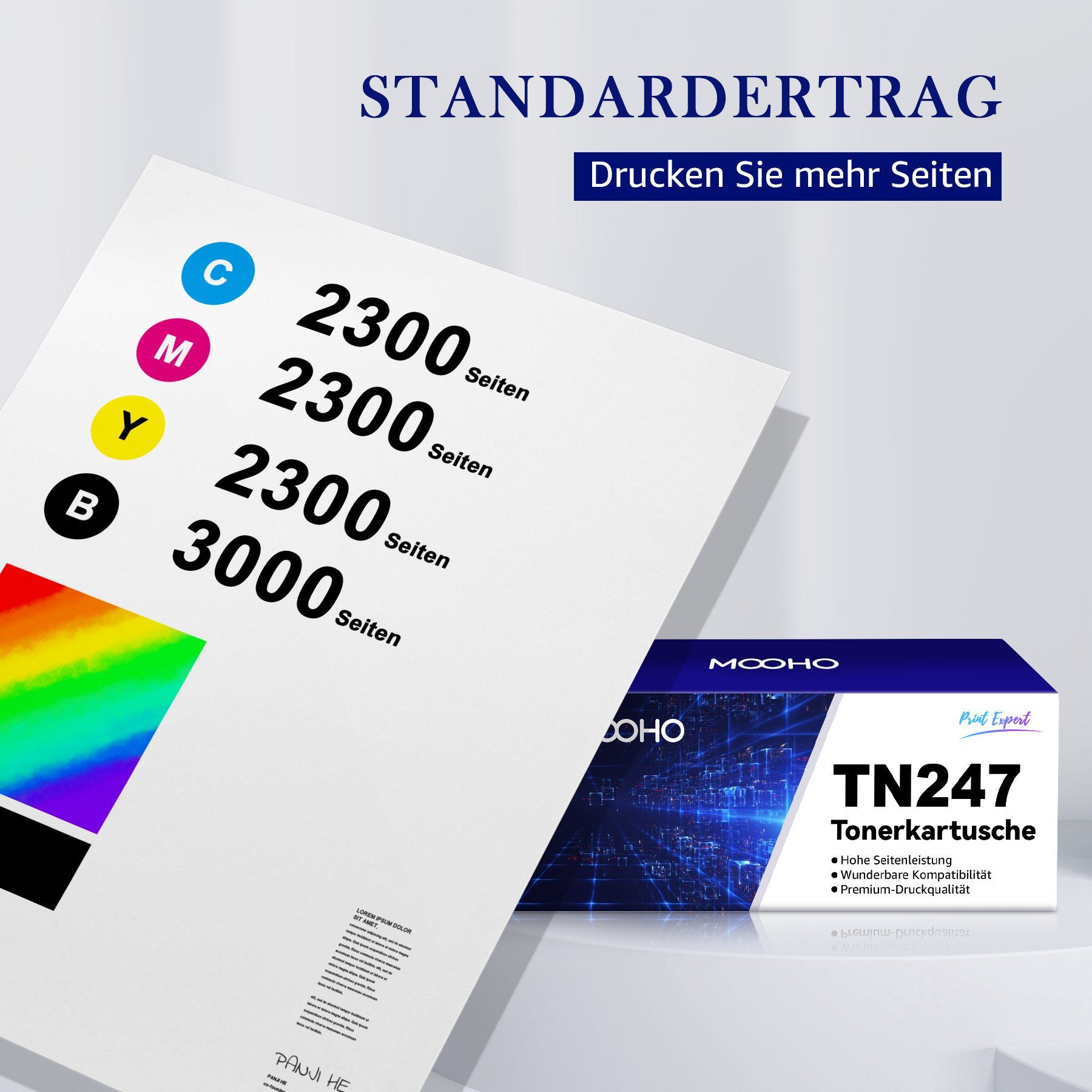 MOOHO Tonerpatrone TN247 TN243CMYK für Brother HL-L3210CW MFC-L3750CDW, (MFC-L3750CDW MFC-L3770CDW MFC-L3730CDN MFC-L3710CW DCP-L3550CDW DCP-L3510CDW HL-L3210CW HL-L3270CDW HL-L3230CDW)