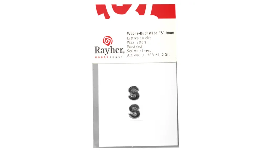 Rayher Wachsbuchstaben -S- silber 9mm 2Stück