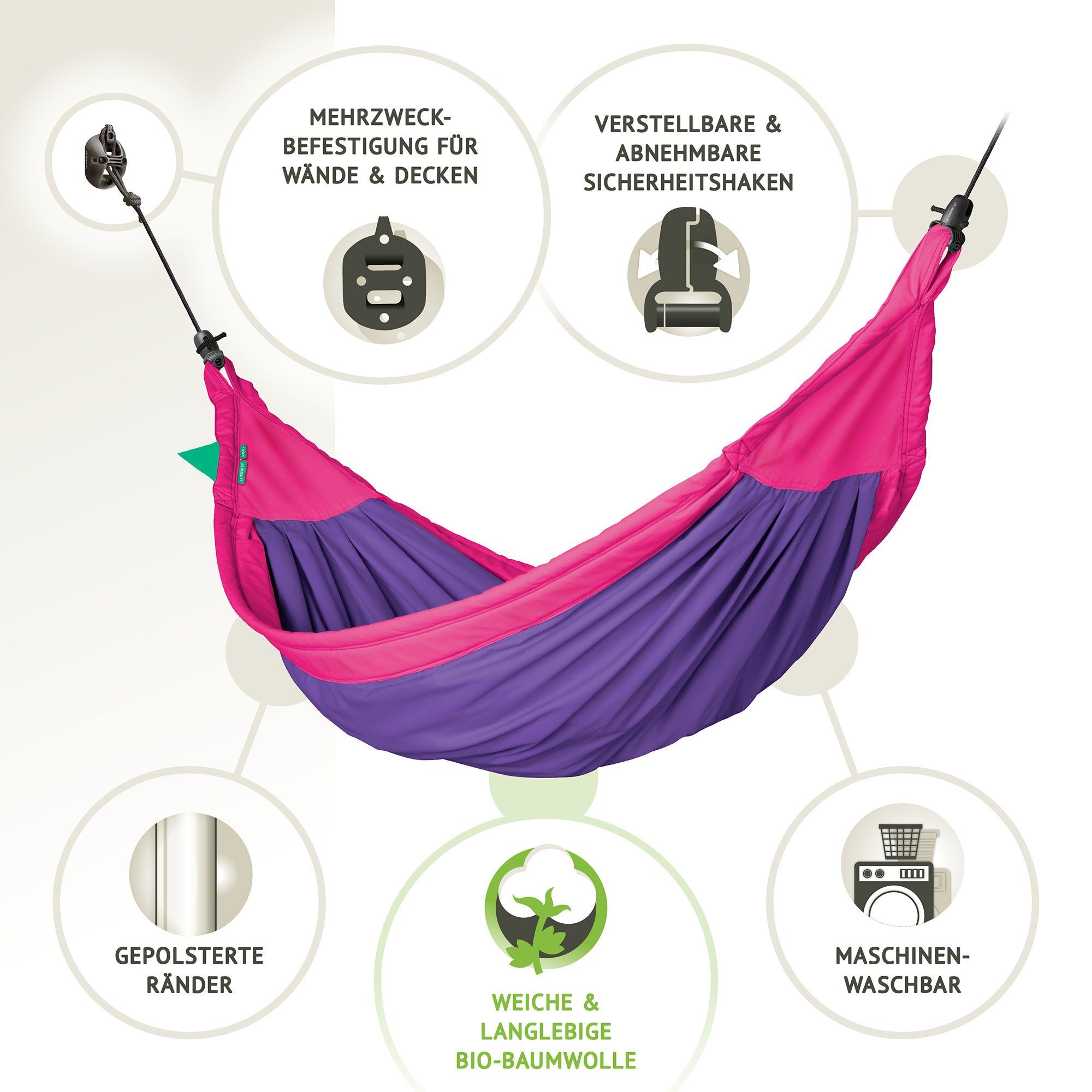 La Siesta Hängematte Moki Lilly - Kinder-Hängematte aus Bio-Baumwolle La Siesta MOK11-77 li, Hochwertige Qualität