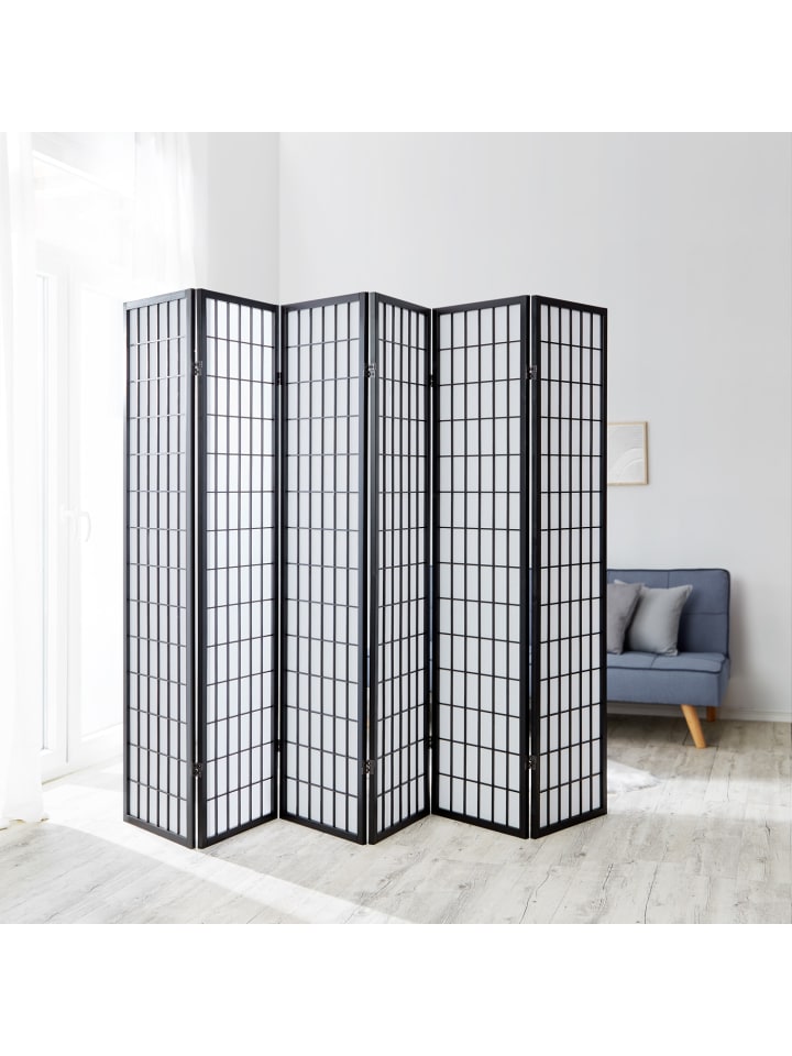 Homestyle4u 6-tlg Paravent in Schwarz 264x175 günstig kaufen onesize