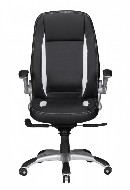 Amstyle Chefsessel Leder Optik schwarz Streifen weiß mit Armlehnen klappbar